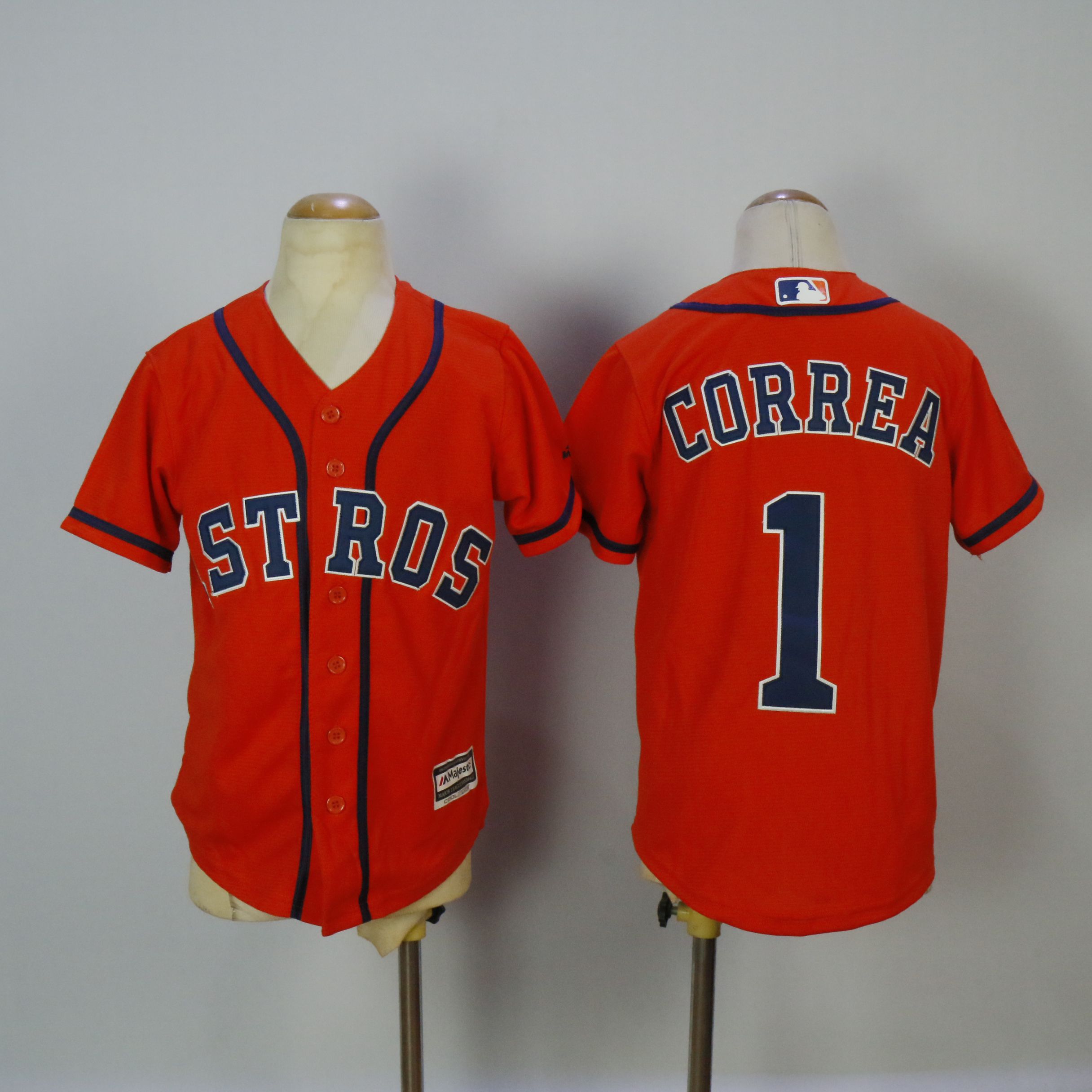 Youth Houston Astros #1 Correa Orange MLB Jerseys